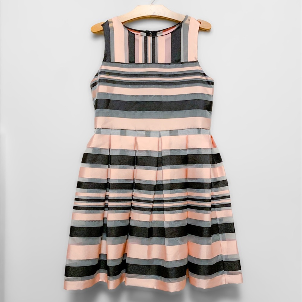 Milly Minis Illusion Stripe Pleated Dress Sz 12/14